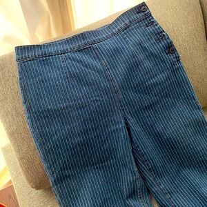 J. Crew pinstriped wide leg jeans, sz 28